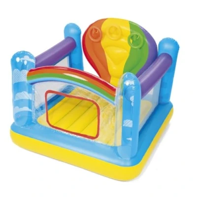 Image of Bestway Kids Hot Air Balloon Bouncer Bouncy Castle with Built In Trampoline and Toss Game