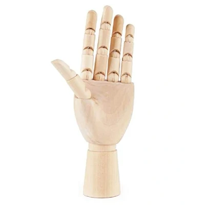 Image of Wooden Hand Right 20cm Model Wood Hands Posable Moveable Fingers Jointed Articulated Artist Mannequin Flexible Manikin Sculpture Modelling Drawing Jewellery Display (Right 20cm/8 Inch)
