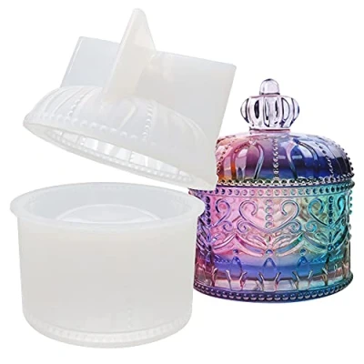 Image of INHEMING Trinket Box Mould for Resin Silicone Jewellery Storage Mold with Lid,DIY Casting Epoxy Art Moulds