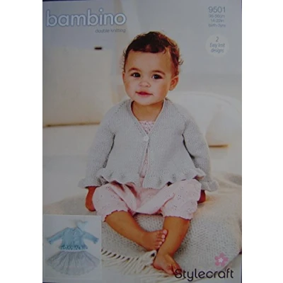 Image of CRAFTROOM Knitting 2 Easy Designs Pattern for Baby Cardigans in DK Sizes 14 22&quot; Chest Stylecraft 9501