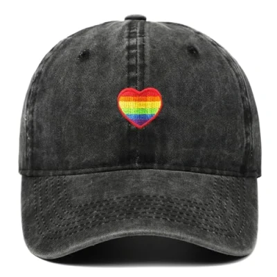 Image of TRIXES Black Denim Rainbow Cap Effect Hat Perfect for LGBTQIA2s+ Show Support &amp; Diversity