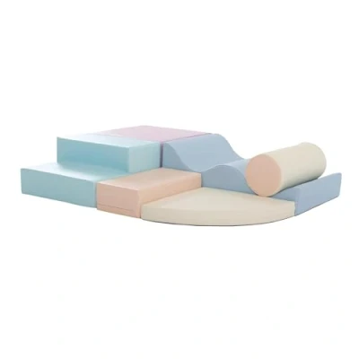 Image of IGLU Soft Play Explorer Set Foam Blocks Equipment Softzone Shapes Activity Toys for Toddlers ages 1 3 climbing 6 Shape (pastel color)