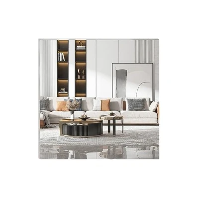 Image of DRERIO 30 cm Self Adhesive Glass Mirror HD Square Sticky Large Frameless Table Craft Wall for Home,Decor (30x30 cm)