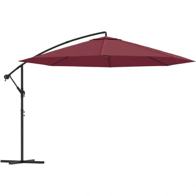 Image of vidaXL Cantilever Garden Parasol with Aluminium Pole 350 cm Bordeaux Red