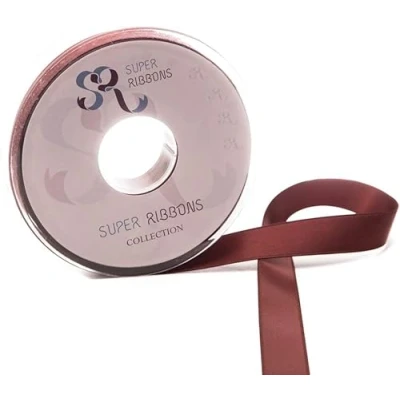 Image of SR SUPER RIBBONS®™ Full Reel 10mm Double Faced Satin Ribbon, 20 Metres on Cappuccino