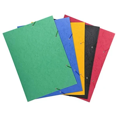 Image of Exacompta Ref. 59500E 1 elastic folder for large format pocket with 3 flaps in 600 g/m2 glossy card dimensions 32 x 44 cm A3 documents random color