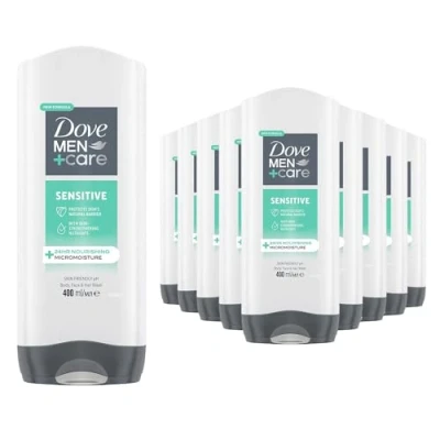Image of Dove Men+Care 3 in 1 Body, Face &amp; Hair Wash Hydrating Sensitive Provides 24 Hour Nourishment with Clean and Calm Scent of Fresh Mint Cedar Body for Men, 400ml Pack 12