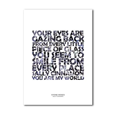 Image of Libretto Designs THE STONE ROSES Sally Cinnamon A4 Art Print Mini Poster with song Lyrics