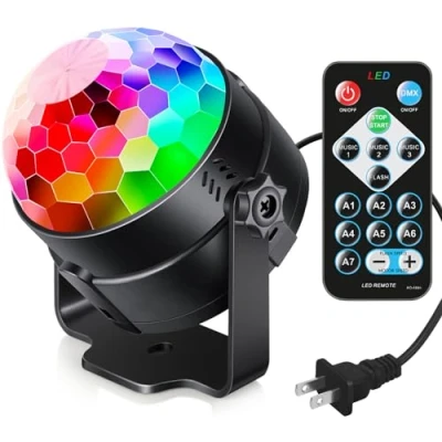 Image of Luditek Sound Activated Party Lights with Remote Control DJ Lighting RBG Disco Ball Strobe Lamp 7 Modes Stage Par Light for Home Room Dance Parties Birthday Bar Karaoke Xmas Wedding Show Club Pub