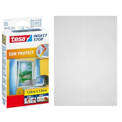 Image of tesa Insect Stop Sun PROTECT Fly Screen Window with Glare &amp; Protection Net Without Drilling Anthracite, 130 cm x 150