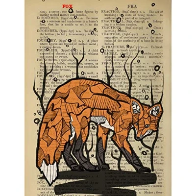Image of Wee Blue Coo Upcycle Dictionary Fox Large Wall Art Poster Print Thick Paper 18X24 Inch