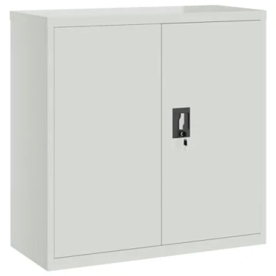 Image of vidaXL Resistant Steel Office Cabinet Grey 2 Door Storage Adjustable Shelves Easy Assembly Modern Industrial Design