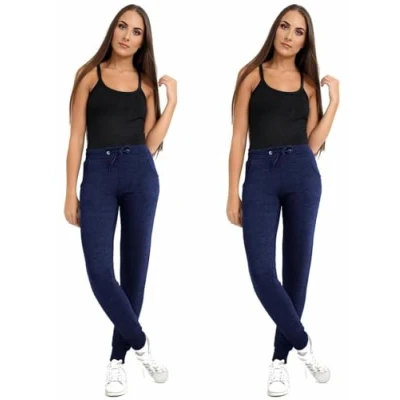 Image of True Face Womens Trousers Regular Fit Sweatpants Bottoms Fleece Skinny Joggers Jogging Ladies Gym Lounge Pants Navy L