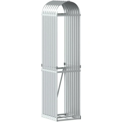 Image of vidaXL Log Holder Silver 40x45x170 cm Galvanised Steel
