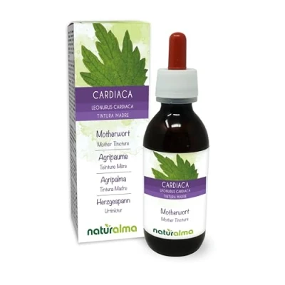 Image of Motherwort (Leonurus cardiaca) herb with Flowers Alcohol Free Mother Tincture Naturalma Liquid Extract Drops 120 ml Food Supplement Vegan