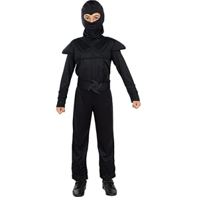 Image of Funidelia Black Ninja Costume for boy Ninja, Japan kids accessory fancy dress &amp; props Halloween, carnival parties Size 5 6 years
