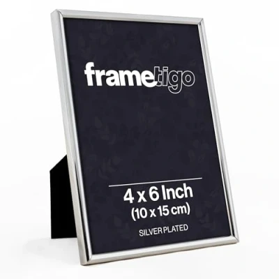 Image of Frametigo Silver Plated Thin Edge Photo Frame Fits Size 4&quot;x6&quot; (10x15cm)