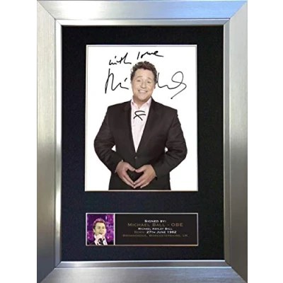 Image of MICHAEL BALL Signed Autograph Mounted Photo Reproduction PRINT A4 Rare Perfect Present Birthday Christmas (297 x 210mm) #653 (Silver Frame)