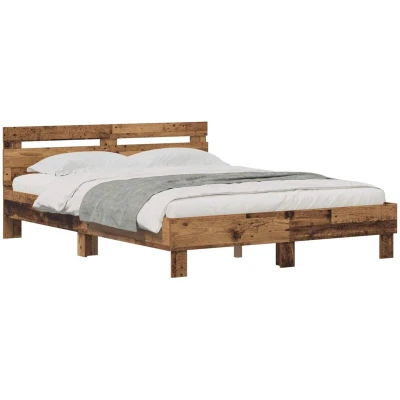 Image of vidaXL Bed Frame with Headboard Old Wood 120 x 200 cm Engineered