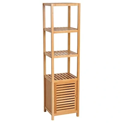 Image of HOMCOM 140cm Tall Bathroom Cabinet, Freestanding Storage Unit w/ 3 Shelves, Utility Organiser Cupboard for Home Kitchen