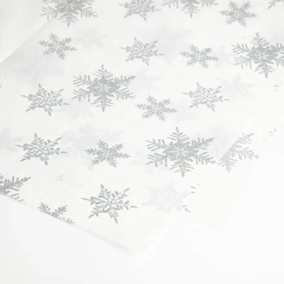 Image of OASIS 48 Sheet Roll Printed Christmas Tissue Paper Silver Snowflake