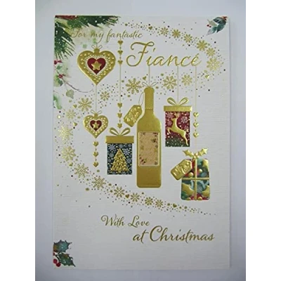 Image of WONDERFUL COLOURFUL FOR MY GORGEOUS FIANCE CHRISTMAS GREETING CARD