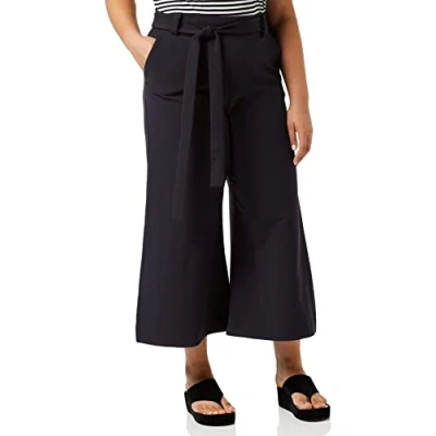 Image of French Connection Women&#039;s Whisper Ruth Belted Culottes Business Casual Pants, Utility Blue, 18