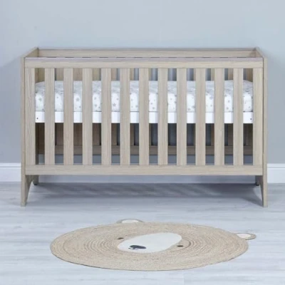 Image of Babymore Veni Nursery Cot Bed Converts into a Toddler (Oak)