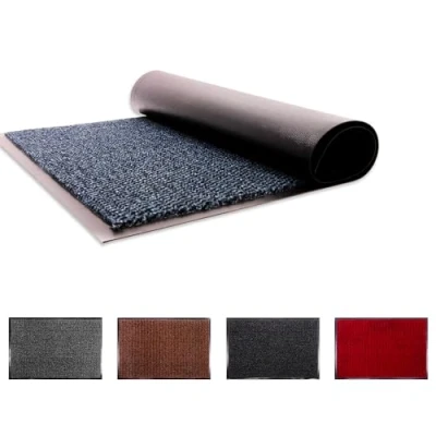 Image of FlickBuyz Heavy Duty Non Slip Rubber Barrier Mat Large &amp; Small Rugs Indoor and Outdoor Mats for Front Door Hall Kitchen Dirt Trapper (Blue/Black, 40cm x 60cm)