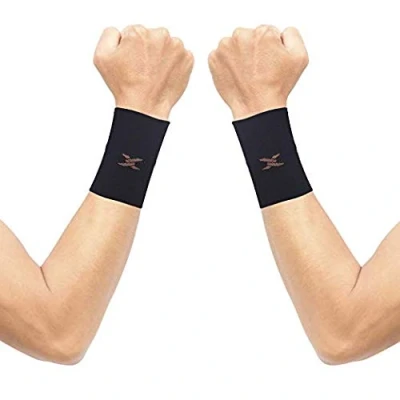 Image of Thx4COPPER Compression Wrist Sleeve Copper Infused Support for Men &amp;Women Improve Circulation and Recovery 1 Pair,Black,M