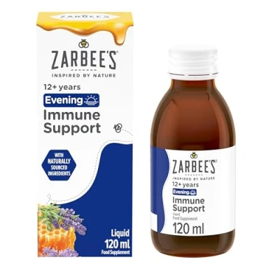 Image of Zarbee’s Evening Immune Support, 120 ml, To support the System*, with Honey and Lavender, No Artificial Colours or Flavours