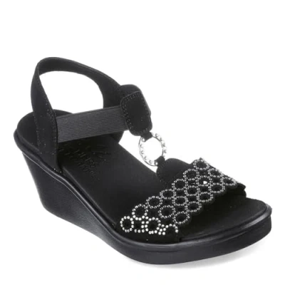 Image of Skechers Women&#039;s Rumble On Queen B2 Wedge Sandal, Black Silver, 5 UK