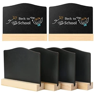 Image of Chalkboard Small Sign, 6Pcs Mini Wood Chalkboard, Double Sided Tabletop Blackboards, Message Board for Weddings, Birthday Parties, Food Buffet Party Event Decoration
