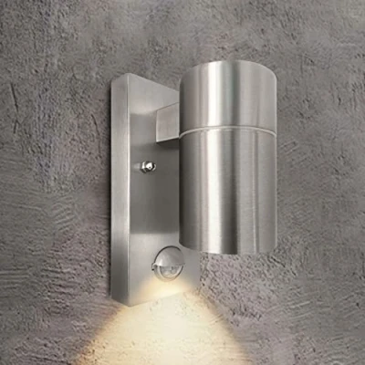 Image of EXTRASTAR Outdoor Wall Lights PIR Motion Sensor, GU10 Base Down Exterior Sconce, IP44 Stainless Steel Single Light for Garden, Patio, Balcony, Porch, Garage（Bulb not included）