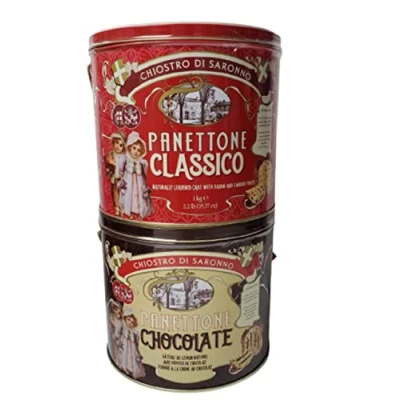 Image of Divas World Panettone Classico &amp; Chocolate Italian Sweet Bread Chiostro Di Saronno Tin 1kg Set (Set of 2(Both)), Multicolor
