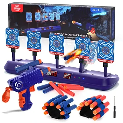 Image of Lehoo Castle Nerf Target, 5 Shooting Targets, Electronic Digital Auto Gun Games Targets with Bullets Wrist Band for Boys Girls (Purple)