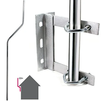 Image of GALVANISED TV Aerial Wall Mounting Kit Cranked Offset Pole/Mast Outdoor Bracket Loops
