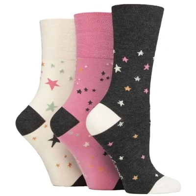Image of Women&#039;s 3 Pair Gentle Grip Patterned Bamboo Socks Starry Night 4 8