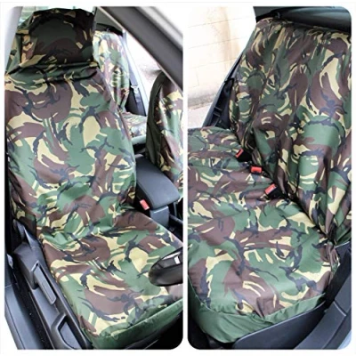 Image of Carseatcover UK Green Camouflage CAMO Waterproof Car Seat Covers Protectors Front &amp; Rear Full Set