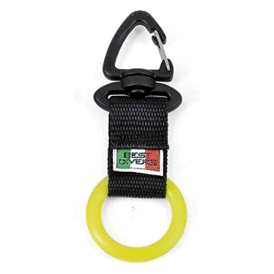 Image of BestDivers Clip Ring Silicone Yellow, Black Ribbon, Unisex Adult,