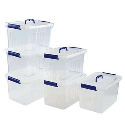 Image of Vcansay 10 L Plastic Clear Storage Box, Lidded 6 Packs