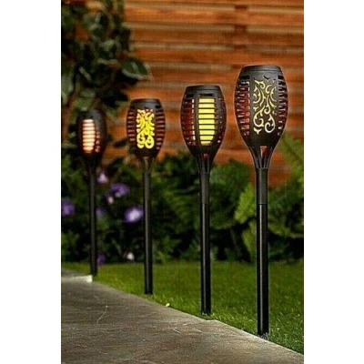 Image of Solarize ® 4 PK Waterproof Solar Garden Flame Light Flickering SMD LED Torch Lamp