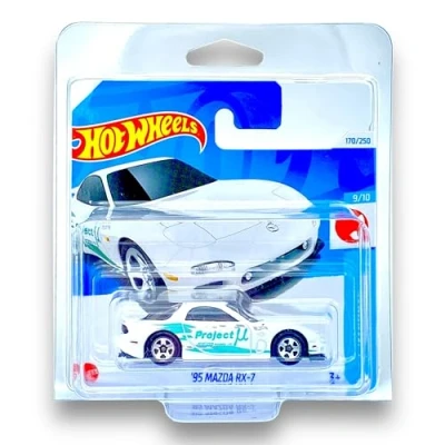 Image of Hot Wheels &#039;95 Mazda RX 7 (White) 9/10 HW J Imports 2024 170/250 (Short Card) COMES IN A GENUINE KLAS CAR KEEPER PROTECTOR CASE HTC46