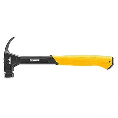 Image of DeWALT Curve Claw Smooth Face Hammer 567g (20oz) one Piece Steel Construction and Thick Heat Treated Shaft for jobsite Durability oft Grip Handle Added Comfort Handed Nail Placement