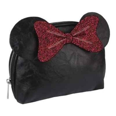Image of CERDÁ LIFE&#039;S LITTLE MOMENTS Minnie Travel Toilet Bag Black Large Storage Capacity Zip Closure Bow Print Original Product