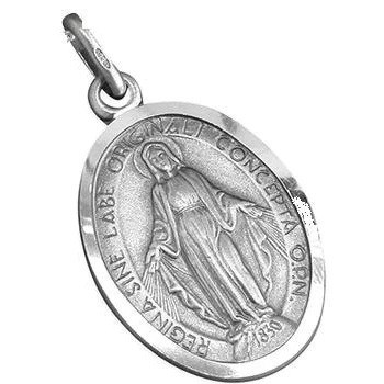 Image of Medal Silver Miraculous of our Lady 15 mm x 18 high. Immaculate Medal.Steling
