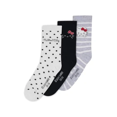 Image of ONOMATO! Hello Kitty Women&#039;s Socks, 35 38, Cuddly Socks 39 42, Gifts for Women, Pack of 3, Stockings (DE/NL/SE/PL, Numeric, 39, Regular, Socks), 42