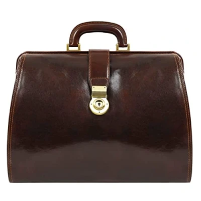 Image of Leather Top Handle Bag Doctor Time Resistance Briefcase