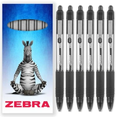 Image of Zebra Z Grip Smooth Ink Ballpoint Pen 1.0mm Pack of 6 Pens in Cardboard Packaging (Black)