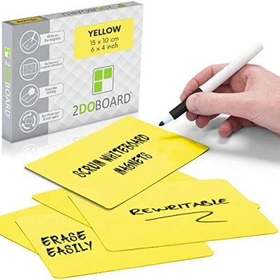 Image of Magnetic Notes or Sticky 6 x 4 Inch Yellow Set of 25 pieces Can be used for Scrum and Agile Boards